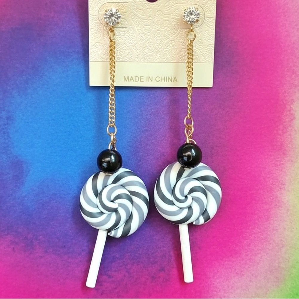 NWT Licorice Lollipop Earrings